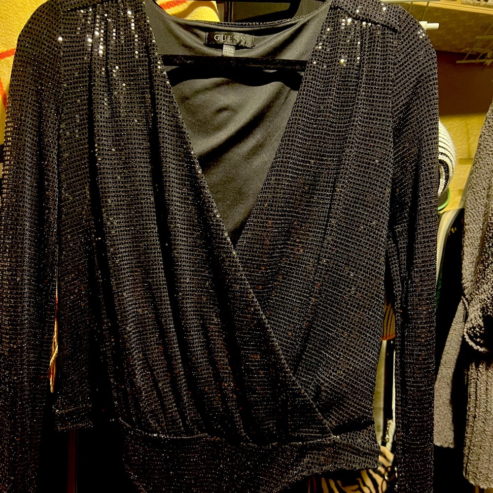 GUESS Black Sequin Bodysuit